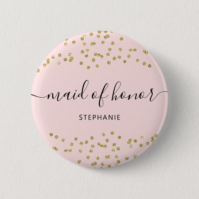 Pink and Gold Glitter bridesmaid  6 Cm Round Badge (Front)