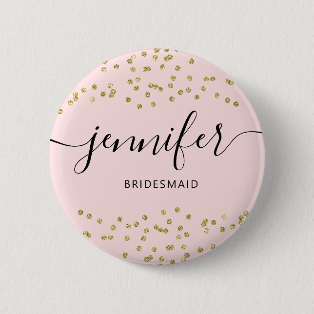 Pink and Gold Glitter bridesmaid  6 Cm Round Badge (Front)