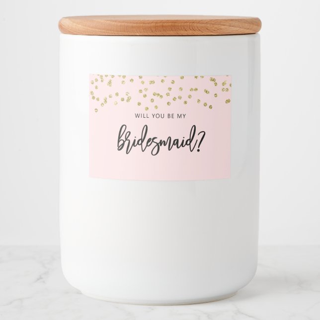 Pink and Gold Glitter Bridesmaid Candle Sticker (Front)