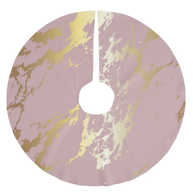 Pink and gold glitter brushed polyester tree skirt (Front)