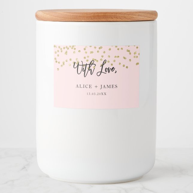 Pink and Gold Glitter Candle Label (Front)