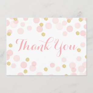 Pink and Gold Glitter Confetti Thank You Card