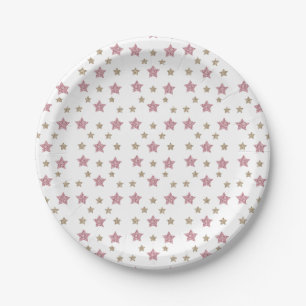 Pink and Gold Glitter Dessert Paper Plate