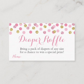Pink and Gold Glitter Diaper Raffle Tickets Cards
