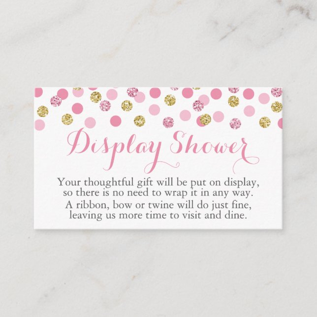 Pink and Gold Glitter Display Shower Insert Cards (Front)
