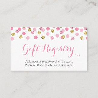 Pink and Gold Glitter Gift Registry Insert Cards