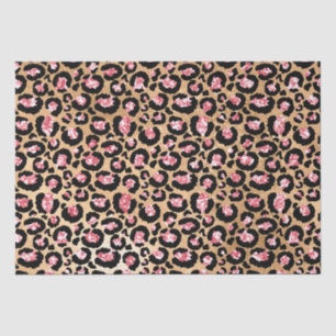 Pink and Gold Glitter Glam Leopard Spots Pattern Tissue Paper