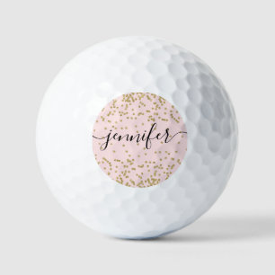 Pink and Gold Glitter Golf Balls