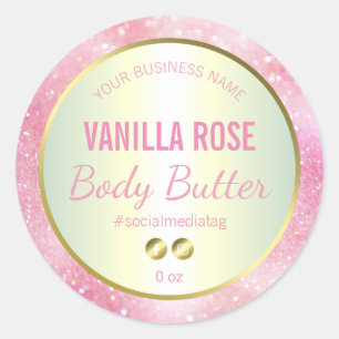 Pink And Gold Glitter Holographic Product Label