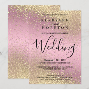 Pink and Gold Glitter Invitation