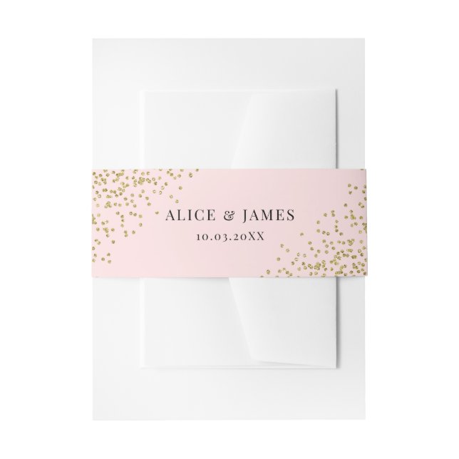 Pink and Gold Glitter Invitation Belly Band (Front Example)