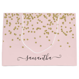 Pink and Gold Glitter Large Gift Bag