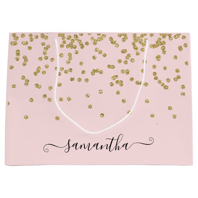 Pink and Gold Glitter Large Gift Bag (Front)