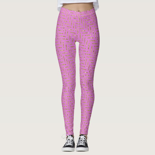 Pink and Gold Glitter Leggings (Front)
