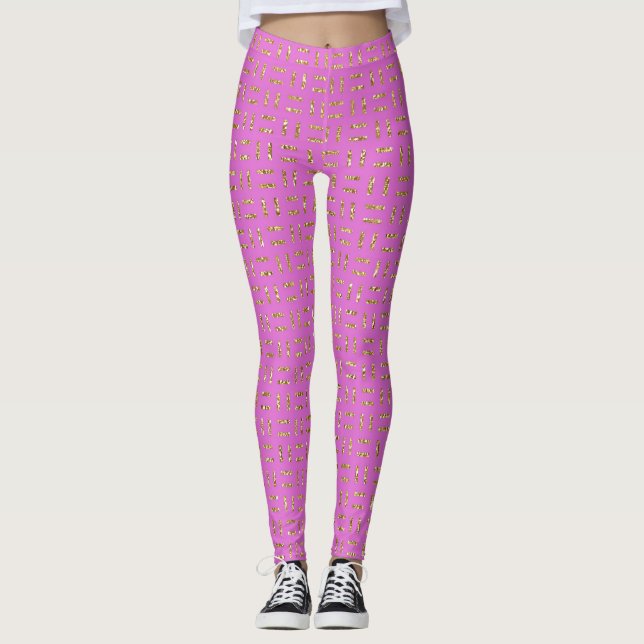 Pink and Gold Glitter Leggings (Front)