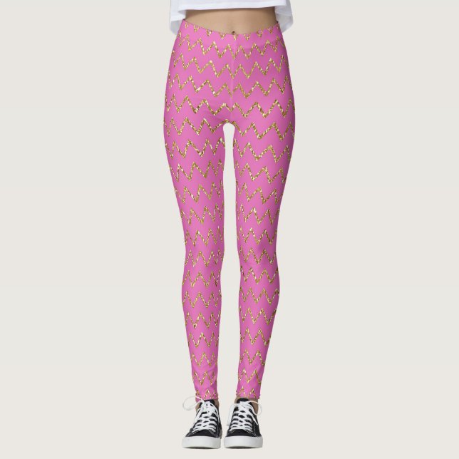 Pink and Gold Glitter Leggings (Front)