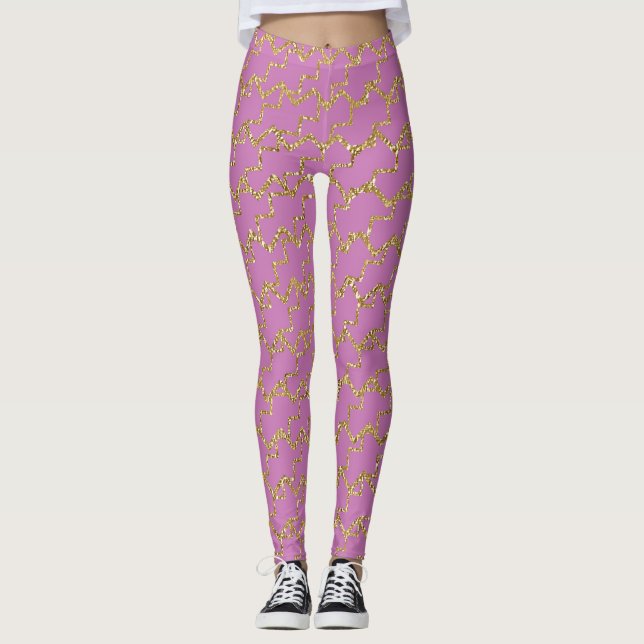 Pink and Gold Glitter Leggings (Front)