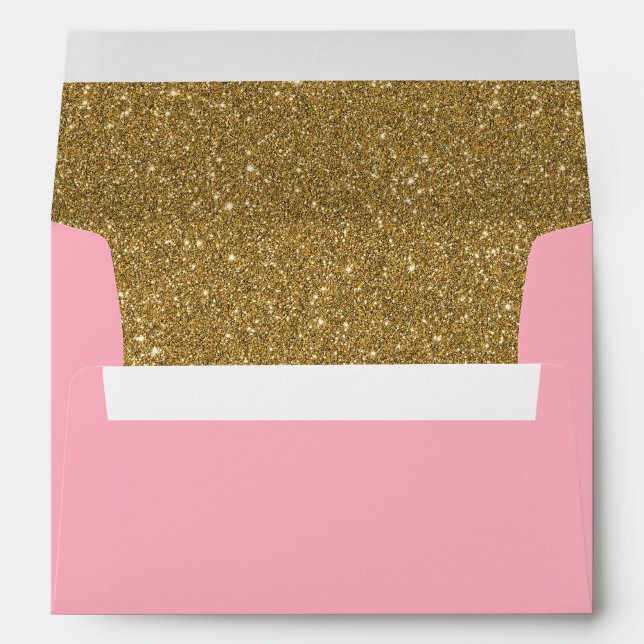 Pink and Gold Glitter Lined Envelope (Back (Bottom))