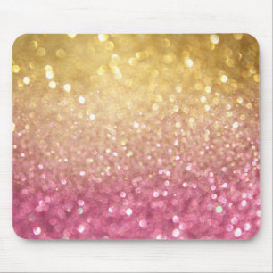 pink and gold glitter look mouse mat