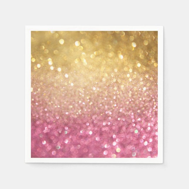 pink and gold glitter look napkin (Front)