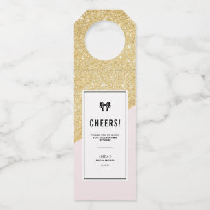 Pink and Gold Glitter Modern Personalised Bottle Tag