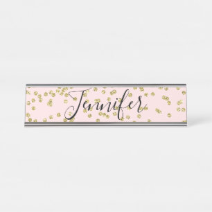 Pink and Gold Glitter Name Plate