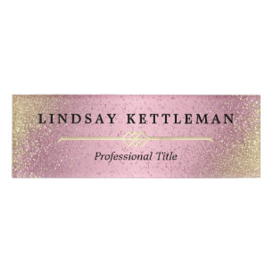 Pink and Gold Glitter Name Tag