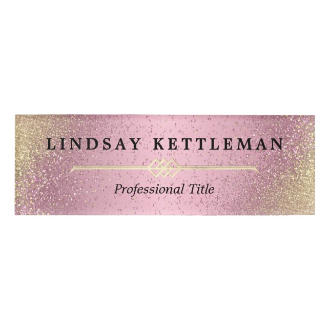 Pink and Gold Glitter Name Tag (Front)