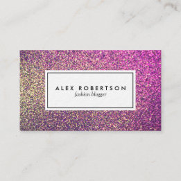 Pink and gold glitter ombre business card