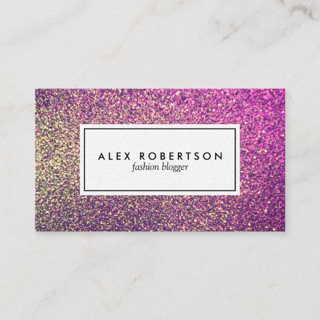 Pink and gold glitter ombre business card (Front)