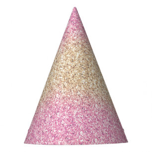 Pink and Gold Glitter Ombre Kids Birthday Party Party Hat