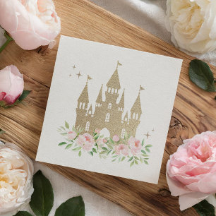 Pink and Gold Glitter Princess Birthday Napkin