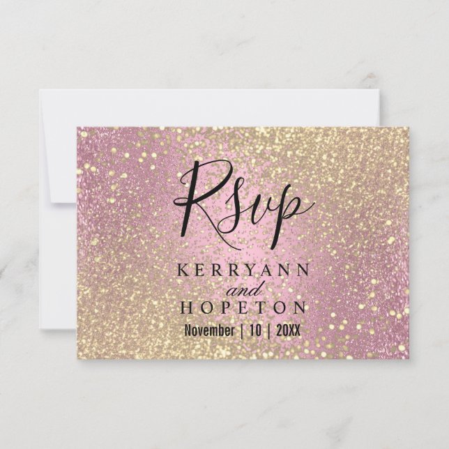 Pink and Gold Glitter - RSVP Card (Front)