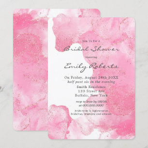 Pink and Gold Glitter Smoke Bridal Shower Invitation