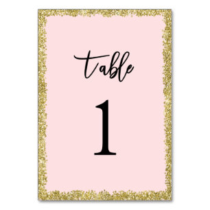 Pink and Gold Glitter Table Numbers