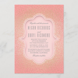 Pink and Gold Glitter Vintage Wedding Invitation