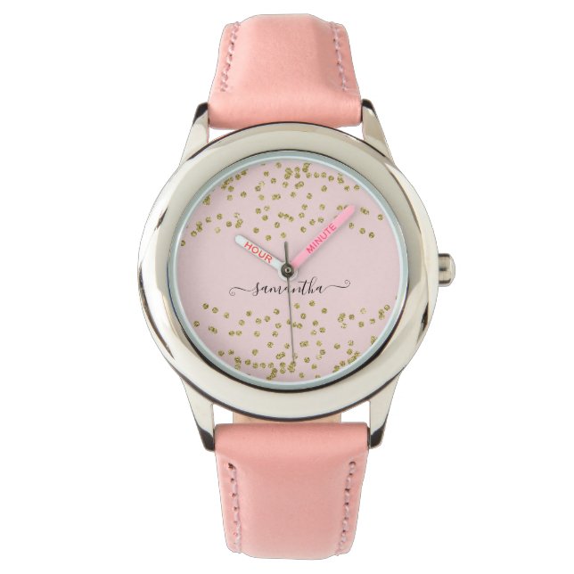 Pink and Gold Glitter Watch (Front)