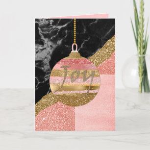 Pink and Gold Glittery Ornament Christmas Card