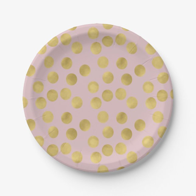 Pink and Gold Glitz Dots Paper Plate (Front)
