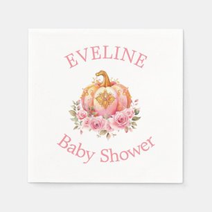 Pink and Gold Halloween Little Pumpkin Baby Shower Napkin