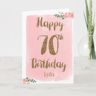 Pink and Gold Happy 70th Birthday Card