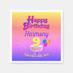 PINK and GOLD Happy Birthday   Editable Napkin