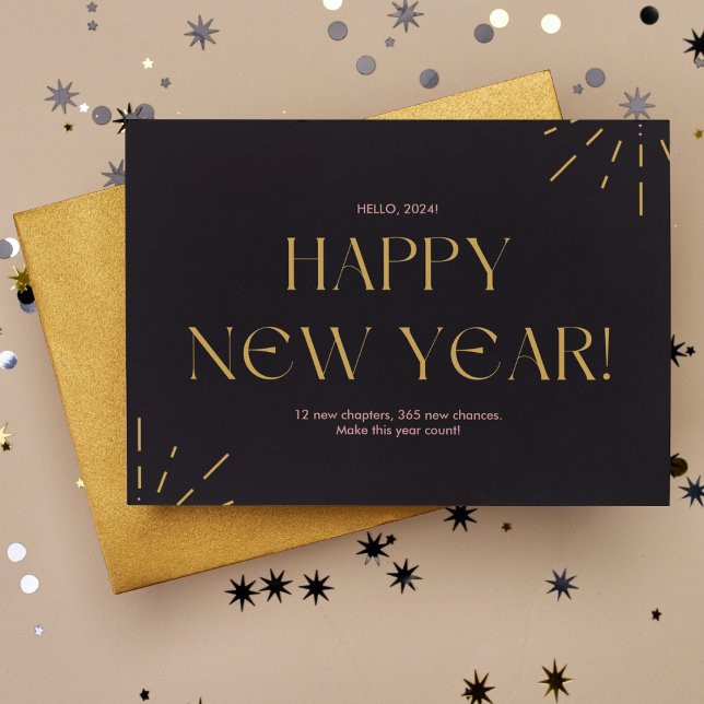 Pink And Gold Happy New Year  Postcard (Creator Uploaded)
