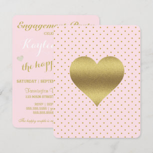 Pink And Gold Heart Polka Dot Shower Bridal Party Invitation
