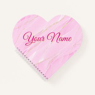 Pink and Gold Heart-Shaped Notebook