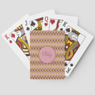 Pink and Gold Herringbone Personalised Playing Cards