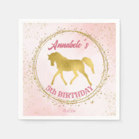 Pink and gold horse equestrian birthday custom