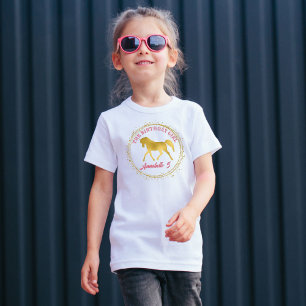 Pink and gold horse equestrian birthday custom T-Shirt