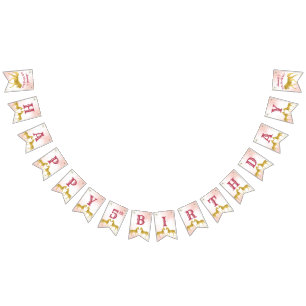 Pink and gold horse equestrian cowgirl birthday bunting 