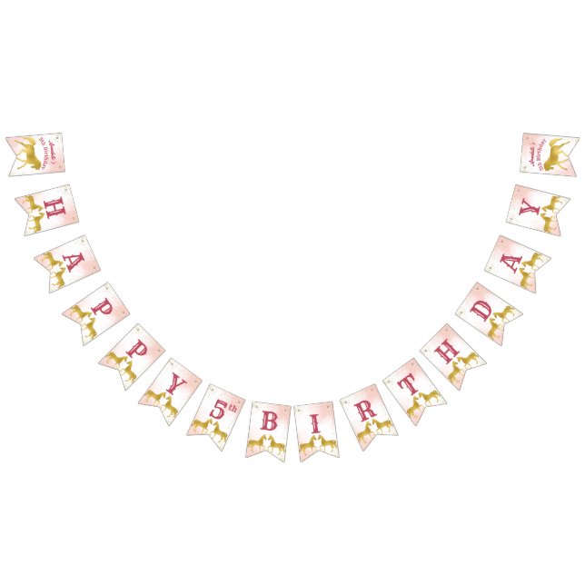 Pink and gold horse equestrian cowgirl birthday bunting  (All)